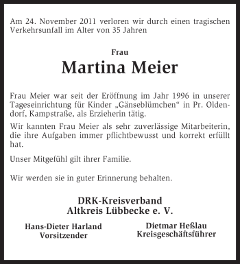 Traueranzeige von Martina Meier von KREISZEITUNG SYKE