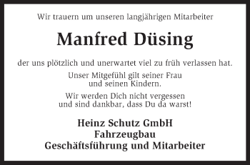 Traueranzeige von Manfred Düsing von KRZ