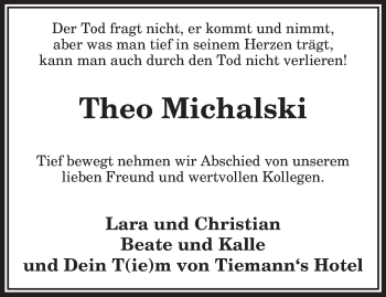 Traueranzeige von Theo Michalski von KRZ