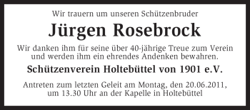 Traueranzeige von Jürgen Rosebrock von KREISZEITUNG SYKE