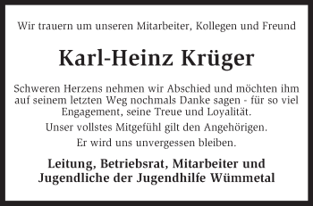 Traueranzeige von Karl-Heinz Krüger von KRZ