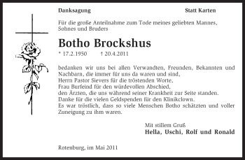 Traueranzeige von Botho Brockshus von KREISZEITUNG SYKE