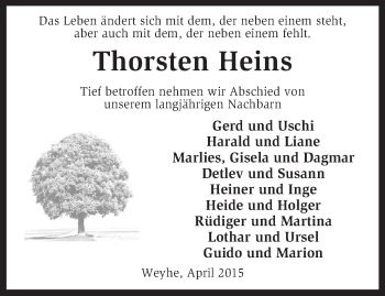 Traueranzeige von Thorsten Heins von KRZ