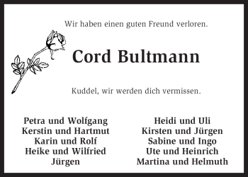 Traueranzeige von Cord Bultmann von KREISZEITUNG SYKE