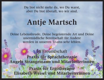 Traueranzeige von Antje Martsch von KRZ