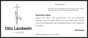 Traueranzeige von Otto Landwehr von KREISZEITUNG SYKE