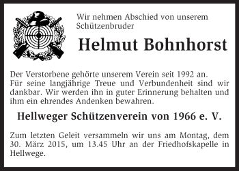 Traueranzeige von Helmut Bohnhorst von KRZ