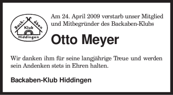 Traueranzeige von Otto Meyer von KREISZEITUNG SYKE