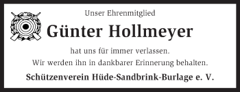 Traueranzeige von Günter Hollmeyer von KRZ