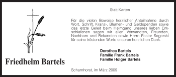 Traueranzeige von Friedhelm Bartels von KREISZEITUNG SYKE