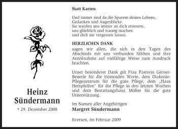 Traueranzeige von Heinz Sündermann von KREISZEITUNG SYKE