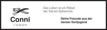 Traueranzeige von Conni Unbekannt von KREISZEITUNG SYKE