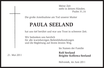 Traueranzeige von Paula Seeland von KREISZEITUNG SYKE