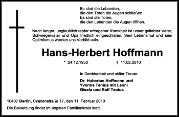 Traueranzeige von Hans-Herbert Hoffmann von KREISZEITUNG SYKE