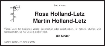 Traueranzeige von Martin Holland-Letz von KREISZEITUNG SYKE