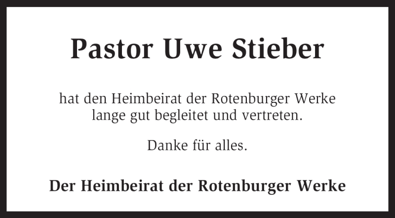  Traueranzeige für Uwe Stieber vom 10.05.2012 aus KREISZEITUNG SYKE