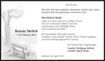 Traueranzeige von Renate Melloh von KRZ