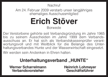 Traueranzeige von Erich Stöver von KREISZEITUNG SYKE