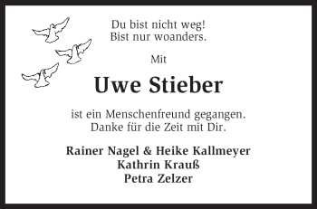 Traueranzeige von Uwe Stieber von KREISZEITUNG SYKE