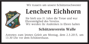 Traueranzeige von Lenchen Eichhorn von KRZ