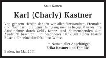 Traueranzeige von Karl Kastner von KREISZEITUNG SYKE