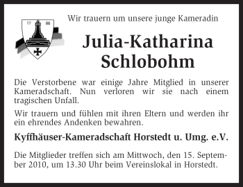 Traueranzeige von Julia-Katharina Schlobohm von KREISZEITUNG SYKE