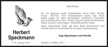 Traueranzeige von Herbert Speckmann von KREISZEITUNG SYKE