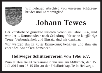 Traueranzeige von Johann Tewes von KRZ