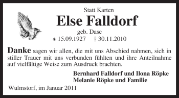 Traueranzeige von Else Falldorf von KREISZEITUNG SYKE