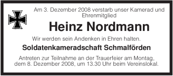 Traueranzeige von Heinz Nordmann von KREISZEITUNG SYKE