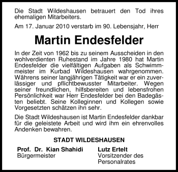 Traueranzeige von Martin Endesfelder von KREISZEITUNG SYKE