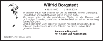 Traueranzeige von Wilfrid Borgstedt von KREISZEITUNG SYKE