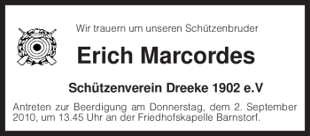 Traueranzeige von Erich Marcordes von KREISZEITUNG SYKE