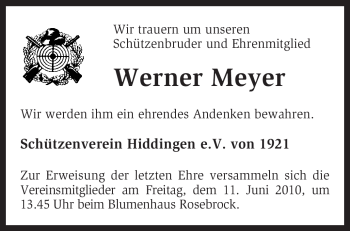 Traueranzeige von Werner Meyer von KREISZEITUNG SYKE