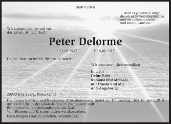 Traueranzeige von Peter Delorme von KRZ