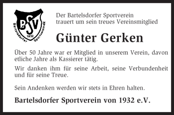 Traueranzeige von Günter Gerken von KREISZEITUNG SYKE