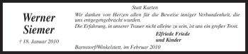 Traueranzeige von Werner Siemer von KREISZEITUNG SYKE