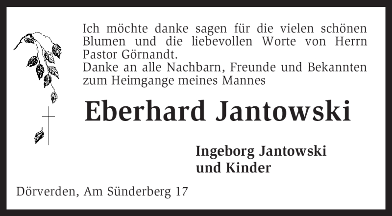  Traueranzeige für Eberhard Jantowski vom 17.12.2011 aus KREISZEITUNG SYKE