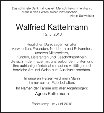 Traueranzeige von Walfried Kattelmann 