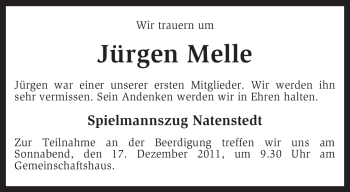 Traueranzeige von Jürgen Melle von KREISZEITUNG SYKE