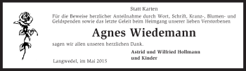 Traueranzeige von Agnes Wiedemann von KRZ