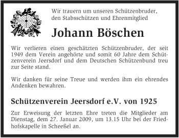 Traueranzeige von Johann Böschen von KREISZEITUNG SYKE