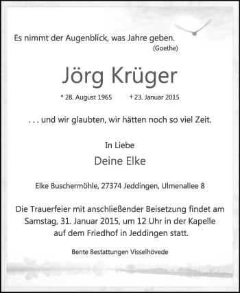 Traueranzeige von Jörg Krüger von KRZ