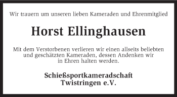 Traueranzeige von Horst Ellinghausen von KRZ