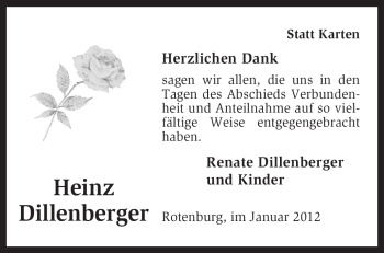 Traueranzeige von Heinz Dillenberger von KREISZEITUNG SYKE