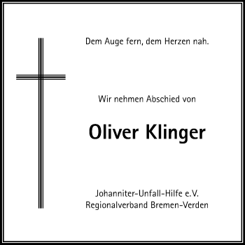 Traueranzeige von Oliver Klinger von KRZ