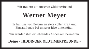 Traueranzeige von Werner Meyer von KREISZEITUNG SYKE