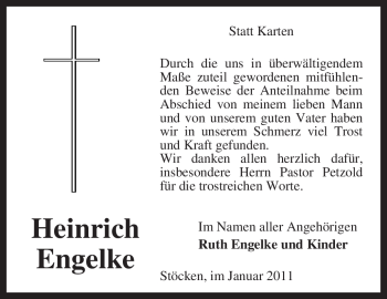 Traueranzeige von Heinrich Engelke von KREISZEITUNG SYKE