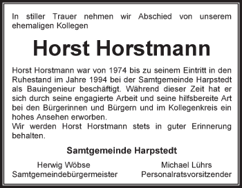 Traueranzeige von Horst Horstmann von KRZ
