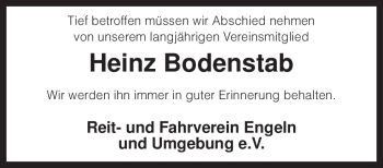 Traueranzeige von Heinz Bodenstab von KREISZEITUNG SYKE